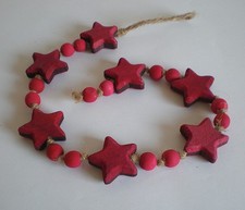 Holzgirlande Kette zum Aufhängen mit Sternen und Kugeln Hänge Deko Weihnachten