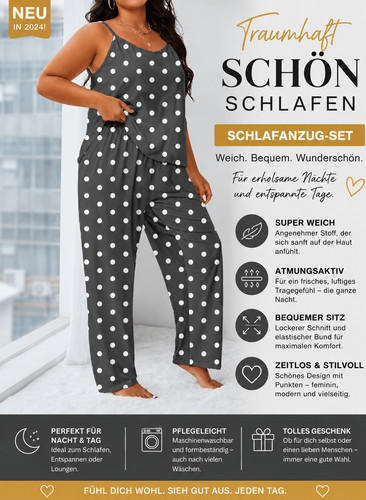Pyjama set damen grau punkte - grau,,