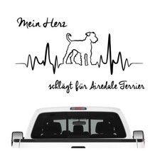 Airedale Terrier Aufkleber Auto Herz Heartbeat Hundeaufkleber Hunde Folie