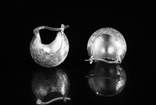 I03 Ohrringe Schaukel Korb strukturiert Sterling Silber 925 gefrostet