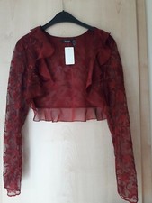 Nienhaus Luxus Spitzen Bolero Hochzeit Braut  bordeaux rot Gr 38