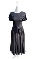 Vintage Wickelkleid Schwarz aus Modal und Baumwolle, Größe 38