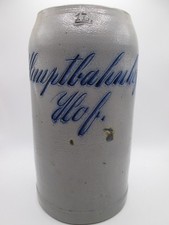 Alter geritzter Bierkrug Steinkrug ~  Eisenbahn Hauptbahnhof Hof  ~ SELTEN!!