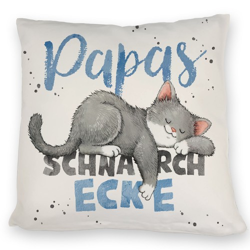Graue katze kissen mit spruch - katze,
