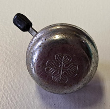 Vintage Fahrradklingel Metall Chrom Retro Glocke mit Kleeblatt Muster Oldtimer