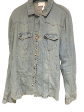 Bottega Elisa Cavaletti Jeans-Bluse Spitze Gr.40/42/ L/XL blau-beige neu NP 239€