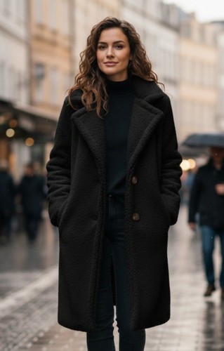 Oversize damenmantel teddyfell - damenmantel,