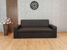 Hochwertiges Sofa aus schwarzem italienischem Leder Ledersofa Echtleder Couch