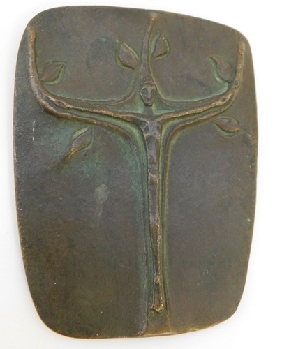 Bronze plakette relief jesus - bronze,