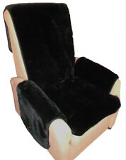 Sesselschoner Schoner Sesselauflage Überwurf Auflage Felloptik Plüsch schwarz