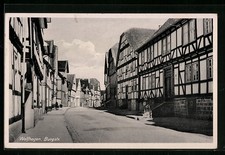 Wolfhagen, Ansichtskarte, Burgstrasse mit Passanten 