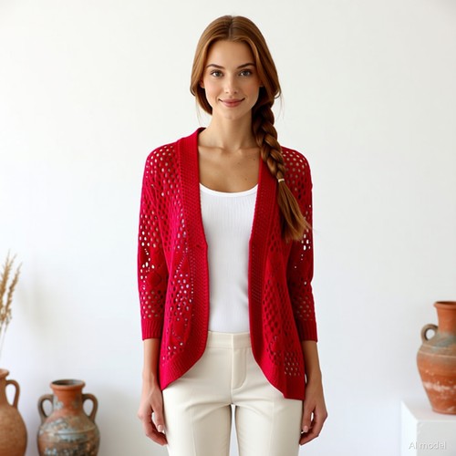 Boho damen strickjacke rot - boho,