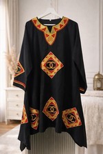Boho Tunika Kleid Schwarz mit