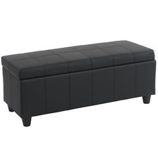 B-Ware Aufbewahrungs-Truhe Kriens, Sitzbank, Kunstleder 45x114x45cm schwarz matt