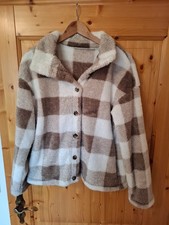 Damen Karohemd Holzfällerhemd Hemdjacke Weiß/braun Gr. M