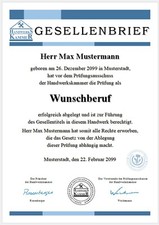 Gesellenbrief mit Wunschberuf