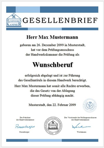 Gesellenbrief mit wunschberuf - mit,