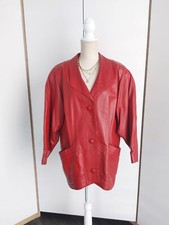 ? Roter Oversize Echtleder Mantel ? Jacke Vintage Blogger Business