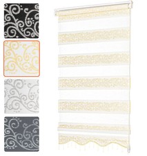 Doppelrollo mit Perlen Gold Rollo für Fenster Klemmrollo ohne Bohren mit Muster