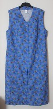 ❤️C&A Kittelschürze Gr. 46 Kittel Kittelkleid Hauskleid ärmellos Blumen blau