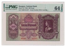 UNGARN Banknote 100 Pengo 1930 Szalasi Ausgabe PMG MS 64 EPQ Wahl Stempelglanz