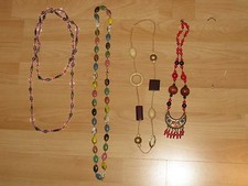 Set 5 Ketten 5 x Kette Rot Braun Bunt lang kurz Sammlung Modeschmuck Halsschmuck