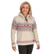 Damen Hoodie Ski-Pullover gefüttert Strickpullover Wolle Jacke Norweger Muster 