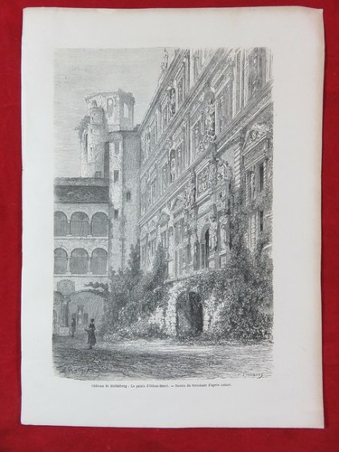 Original holzstich schloss - original, holzstich,schloss