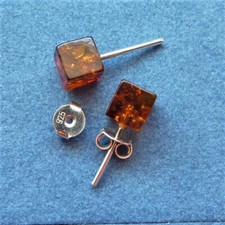 Bernsteinohrstecker würfel - bernsteinohrstecker,