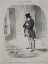 Demenage - Honore Daumier Lithographie Le Charivari Locataires Karikatur 1847