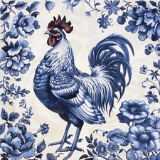 Wandbild Hahn Huhn Blumen