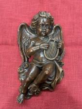 Putte Engel Wachsengel Wand-Bild Braun Filigran Rarität