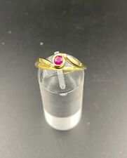 Ring 585/14k Gelbgold Rubin 2x Diamant 0,02ct Gr: 58