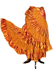 Rock Kleid Seide Gelb - Lila uni 88 cm Handarbeit Indien Wickelrock Bodenlang