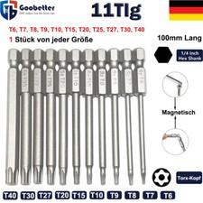 11Tlg 100mm Torx Bits Set T6-T40 Lang Magnetisch Schraubendreher Sicherheit Satz