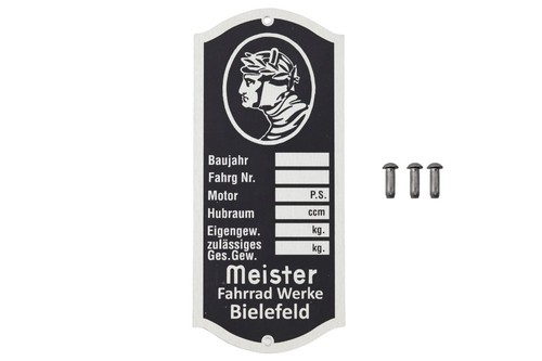 Typenschild für meister - für,