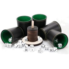 Schocken Set 5 Würfelbecher  25 Würfel Holz Spielzeug für Erwachsene