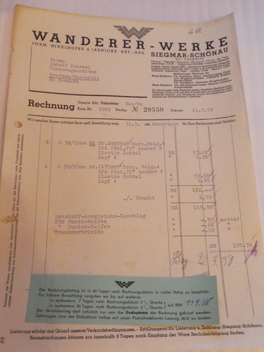 Wanderer fahrrad rechnung - wanderer,