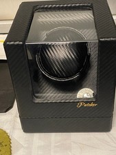 PATEKER LUXUS UHRENBEWEGER CARBON FASER SCHAUKARTON + SCHACHTEL LEDER SCHWARZ