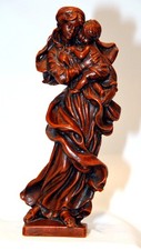 sehr schöne Madonnenfigur  mit Kind aus Wachs in Holzoptik, ca. 50 Jahre alt,