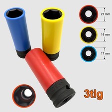 Kraft- Schoneinsätze Set 3tlg 17-19-21mm 1/2" Nüsse Stecknuss f. Schlagschrauber