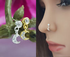925 Sterling Silber Nasenpiercing Zirkonia Halbmond Piercing Nasenstecker Mond