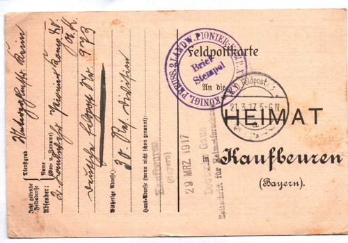 Feldpostkarte kgl preußische - feldpostkarte,