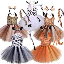 Kinder Tierkostüm Wald Cosplay Tutu Kleid Leopard Zebra Tiger Giraffe