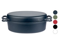 GSW Gusseisen Bräter 2in1 oval 36x24 cm Deckel mit Grillboden Induktion