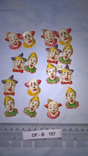 16 Clownsköpfe,  Clown, LuB / L&B, alte Glanzbilder Oblaten Prägedruck OF-B157