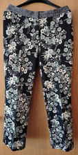 Marc Cain Damenhose, Blumenmuster, Bund Fischgrät, schwarz/beige, Gr. N6 (EU 44)