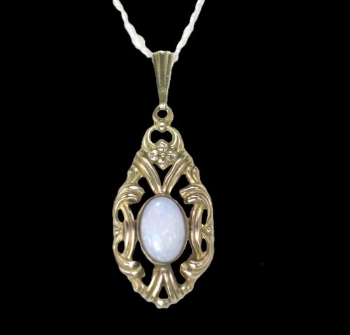 Art deco opal anhänger - art,