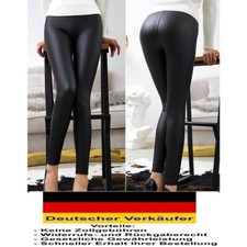 Damen Leder Optik Leggings Hose Stretch Sexy Schwarz Leggins XS S M L XL XXL 3XL