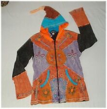 L/XL*BOHO PATCH Jacke ZIP Hoody Zipfelkapuze HIPPIE Elfe GOA ETHNO Kunsthandwerk